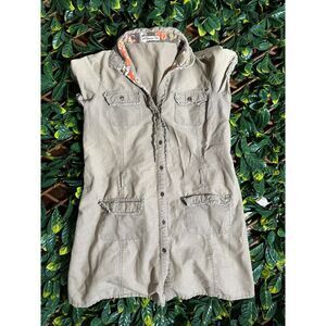 Vintage y2k Forever 21 Tan Corduroy Button Up Mini Dress Size M